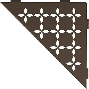 Schluter Triangular Corner Shelf for Tiled Walls - Floral Design, Aluminum Material, Bronze Finish, 3/32" Thick Anchoring Tabs - SES1D5TSOB