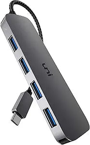 uni USB C to USB Hub Multiport Adapter, Aluminum 4 Ports USB C Splitter