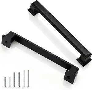 Gobrico 10 Pack 5 Inch (128mm) Hole Center Cabinet Pulls Matte Black Kitchen Cabinet Handles Drawer Pulls Zinc Alloy Solid Cabinet Handles, 5-3/4'' Overall Length