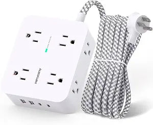 HANYCONY Surge Protector Power Strip, 1080J, 5 Ft Braided Extension Cord