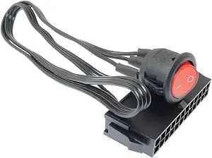 24-Pin Female ATX PSU Power Supply Starter On/Off Switch Jumper Bridge with Braided Cable and Red Light