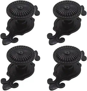 Antique Cabinet Knobs, [4 Pack] Vintage Retro Mushroom Drawer Knobs with Backplate, Dresser Pull Handles for Kitchen/Cupboard/Wardrobe/Cabinet, Black