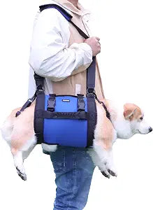 Dog Carry Sling, Emergency Backpack Pet Legs Support & Rehabilitation Dog Lift Harness for Large Dogs, Dog Carrier for Senior Dogs Joint Injuries, Arthritis, Up and Down Stairs (Blue, L)