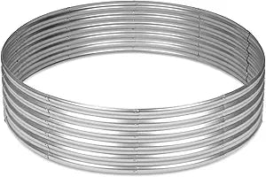 OUSHENG 4x4x1ft Round Galvanized Raised Garden Beds Outdoor, Steel Fire Pit Ring Flower Planter Large Metal Above Ground Boxes Kit for Gardening Vegetables Outside