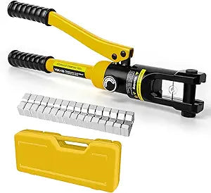 Hydraulic Cable Lug Crimper Hydraulic Wire Crimper Battery Lug Terminal Cable Crimping Tool, Wire Crimping Tool with 8 die Pairs (8 AWG to 250 MCM)