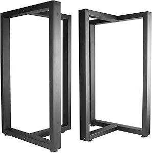 Metal Table Legs Desk Legs, Heavy Duty Square Tube Iron Desk Legs, DIY Furniture Legs for Dining Table, Coffee Table, Computer Desk, Workbench, Meeting Room Table, 28H x 17.7W, Set of 2, Black (T)