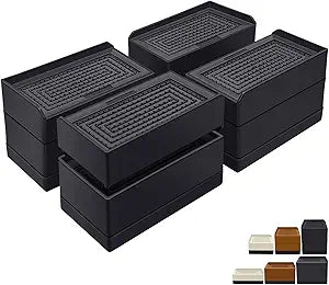 ANNKUT Rectangle Bed Risers, 3 Inch Heavy Duty Adjustable Furniture Risers for Bed Sofa Table and Couch Lift���Support Up to 1,300 Lbs (4 Pack-Black)