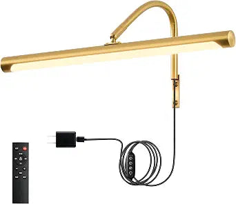 ZitoStory Plug in Picture Light for Wall, Modern Dimmable Picture Frame Lights with Remote LED Wall Art Lights for Paintings Gallery Dartboard (Gold, 16 inch)