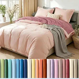 Mohap 1 Duvet Cover with 2 Pillow Shams Queen Size for All Seasons - 3 Piece Home Bedding Comforter Cover with Zipper Closure - Ultra Soft Double Brushed Microfiber, 90 X 90 Inches - Pink