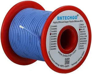 BNTECHGO 18 Gauge Silicone Wire Blue 50ft Stranded Tinned Copper Wire