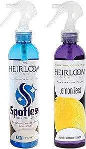 Two-Step Spotless Glass Cleaner Spray and Fine Furniture Wood Polish Combo for Multi-Surface Cleaning, Dusting and Furniture Care (Lemon Zest)