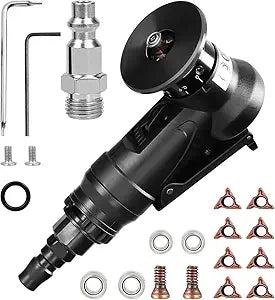 Pneumatic Chamfering Tool Handheld, Mini Air-Powered Chamfering Machine Trimming, 45 Arc Corner with 1/4 Inch Air Inlet for Metal Wood Beveling Deburring (R Angle Blades)