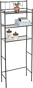 Honey-Can-Do 3-Tier Over-the-Toilet Space Saver Shelf, Black Metal, 23W x 65H x 9.5D in, Freestanding Bathroom Organizer