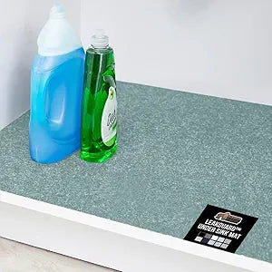 GORILLA GRIP LeakGuard Non-Adhesive Under Sink Mat for Kitchen Cabinet, 24x60, Waterproof Quick Dry Shelf Liner, Durable Absorbent Felt Mats for Bathroom Sinks, Cabinets, Dresser, Easy Trim, Spa Blue