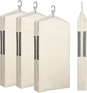 Aliceset 3 Pack Pure Cotton Garment Storage Bag for Hanging Clothes 24 x 61 Inch Breathable Garment Cover Canvas Suit Bags for Closet Storage Short Dresses Suits Gowns