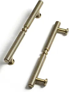 Antique Brass Cabinet Pulls, 5"(128mm) Hole Center, Vintage Solid Brass Drawer Handles for Kitchen, Dresser, Wardrobe, Closet & Bathroom Hardware