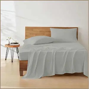 Luxury 4 Piece Full XL Sheet Set, Ultra Soft Microfiber Sheets with Deep Pockets, Fits Mattresses up to 15 Inches, 54" x 80", Light Grey Solid