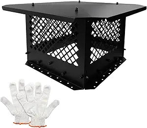 MY MIRONEY 13" x 13" Chimney Cap Black Galvanized Steel Chimney Cover with Gloves Heavy Duty Fireplace Chimney Rain Cap for Outside Adjustable Bottom to Fit Existing Clay Flue Tile Sizes