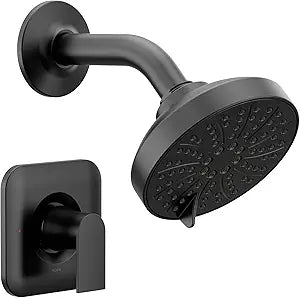 Moen Genta LX Pressure Balancing Eco-Performance Modern Shower Trim with Showerhead and Lever Handle, Posi-Temp Valve Required, Matte Black, T2472EPBL