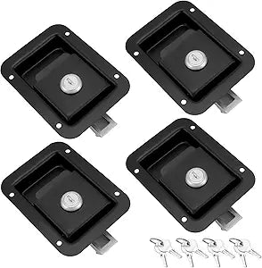 QWORK Flush Mount Trailer Door Lock 4 Pack, Keyed Alike Stainless Latches with Keys for Trailer, RV & Toolbox