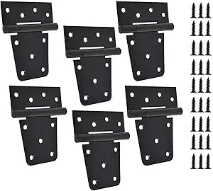 TamBee Black Gate Hinges Shed Hinges Heavy Duty Gate Hinges for Wooden Fences Barn Door Hinges for Wood Outdoor 3.5inch with Screws (Pack of 6)