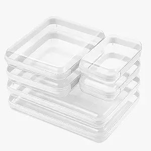 6 Pack Mixed Size White Clear Hard Shell Zipper Case, Diaper Bag Organizer Pouches, Water-Resistant Storage Bins for Board Games, Toys, Cables, Crafts, Toiletries, Travel, 2XL 2L 2S