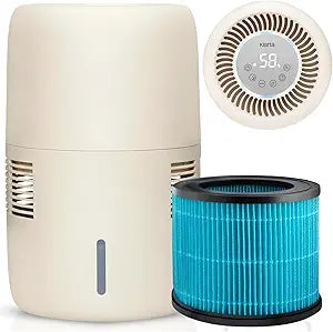 Smart Evaporative Humidifiers for Bedroom with App Control & 3L Tank Γ Mist-Free, No White Dust Γ Quiet Operation for Better Sleep Γ Beige Humidifier Klarta Humea