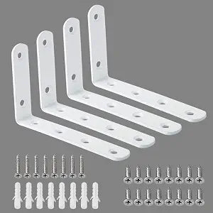 Alise White Floating Shelf Brackets 5x3 Inch,L Brackets for Shelves,4 Pcs