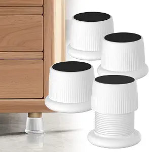 1.6-2.6 Inch Adjustable Bed Risers, Durable ABS & Anti Slip Bed Stoppers for Headboard, Suitable for Small Furniture Risers, Such As Table Risers, Chair Risers, Desk Leg Riser, White 4 Pack