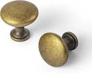 Goo-Ki 6 Pack Antique Brass Drawer Knob Zinc Alloy Hardware Kitchen Cabinet Knobs - Vintage Brass Dresser Knobs Retro Single Screw Bar Cabinet Handles Drawer Pulls