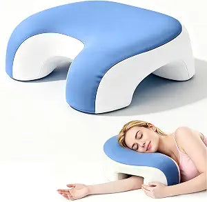 Side Sleeper Pillow with Arm Hole,Memory Foam Pillow,Ergonomic Memory Foam Cervical Pillow for Neck and Shoulder Pain Relief,Can Also Be Used as a Knee, Leg, Arm Pillow(Blue and White)