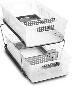 madesmart Two Tier Organizer with Dividers, Frost