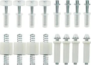 16 Pc Bifold Door Hardware Kit, Guide Wheel and Spring-Load Parts