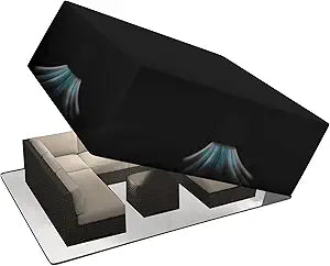HDCAXKJ Patio Furniture Covers Waterproof Outdoor Furniture Cover L Shaped Outdoor Sectional Couch Cover with Bottom Zipper Oxford Patio Table and Chair Covers Set (Black, 110"L x 84"W x 35"H)
