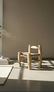 Rustic Wooden Haitian Chair, Small Handcrafted Natural Wood Furniture with Rope Detail