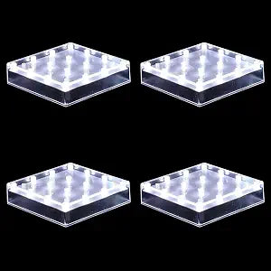 LARDUX Pack of 4 Led Light Base - 5 inch Square Lights Display Stand for Effiel Tower Vase Crystal Glass Art LED Pedestal Base - Charging USB or Battery Powered