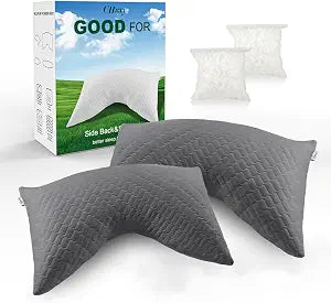 CHxxy Side Sleeper Pillow for Neck &Shoulder Reilef, Ergonomic Design Medium Firm Pillow, 2 packs Queen Size Bed Pillows for Sleeping, Cross Cut Memory Foam Pillows for Back, Stomach and Side Sleepers