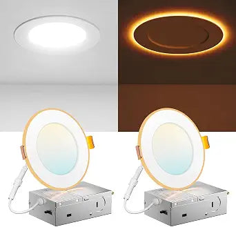 Amico 2 Pack 4 Inch LED Recessed Light with Night Light, 5CCT, 700LM