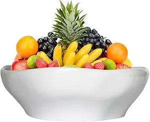 12.2'' Fruit Bowl for Kitchen Desktop, Modern Art Bowl,120oz Large Capacity,Can hold up to 10 full-size Baguettes, Grapes,Bananas, Pineapples