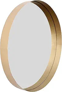 32" Round Gold Iron Framed Mirror