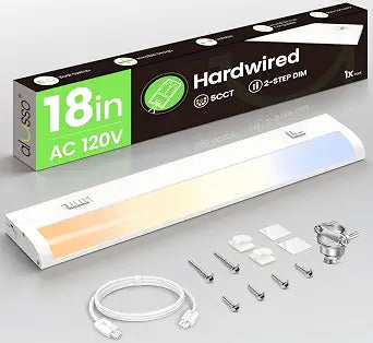 ALUSSO Hardwired 120V Under Cabinet Lighting 18 Inch Counter Kitchen Closet