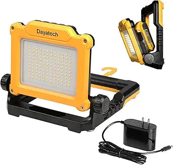 LED Work Light Rechargeable, Cordless Portable Work Light 4000LM Compatible with Dewalt 20V, Milwaukee, Makita, Bosch 18V Power Tool Battery with Magnetic Base(Light Only)