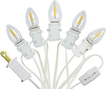 5 Base C7 String Bulbs Christmas Village Light Accessory Cord
