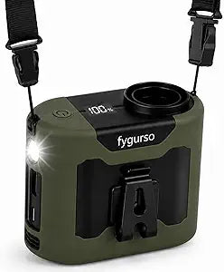 Portable Waist Fan Rechargeable, 10000mAh Clip On Belt Fan with Digital Display, 5-Speed 15000RPM Strong Airflow, Hands Free Cooling with LED Light, 32H Runtime for Camping Travel Jobsite (Green)