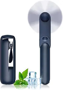 Lerat Portable Handheld Fan, 2 IN 1 Mini Hand Fan, Battery Operated [8-15 Working Hours], USB Rechargeable Personal Foldable Fan for Indoor, Small Pocket Fans Travel Essentials for Outdoor (Blue)