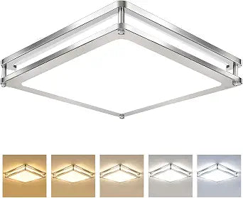 12Inch 36W Square LED Flush Mount Ceiling Light Fixture (450W Equiv), 3600LM Modern Dimmable LED Ceiling Lights, 2700K-6500K 5CCT Adjustable Brushed Nickle Ceiling Lamp for Living Room Kitchen, 1 Pack
