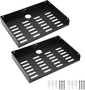 Metal Floating Shelf 12" x 8" Modern Wall Mounted Shelf for TV Components Router Game Console DVD Player, 2 Pack