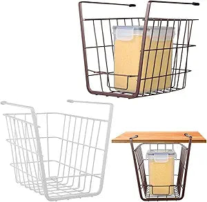 PRETYZOOM 2 Pack Under Shelf Wire Basket, Under Cabinet Hanging Metal Storage Basket, Space-Saving Organizer Solution for Kitchen, Bathroom, Bookshelf, Office, Desk (10x6.5x8 inch)