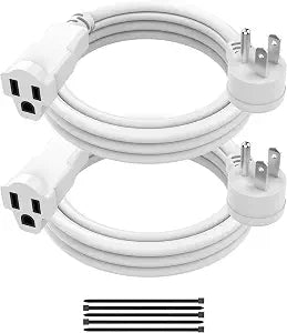 2 Pack Power Extension Cord 4FT/48Inch, 3 Prong Electric Extension Cable Single Outlet Saver, Heavy Duty, Waterproof, 16 AWG, 13A 125V, Outdoor and Indoor, for Home, Office, Holiday Light - White