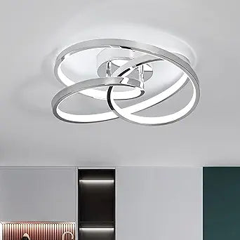 LED Ceiling Light Fixtures,36W Flush Mount Modern LED Ceiling Light,Cool White 6000K Close to Ceiling Lights for Hallway Bedroom Dining Room Kitchen Bathroom (Chrome, 6000K)
